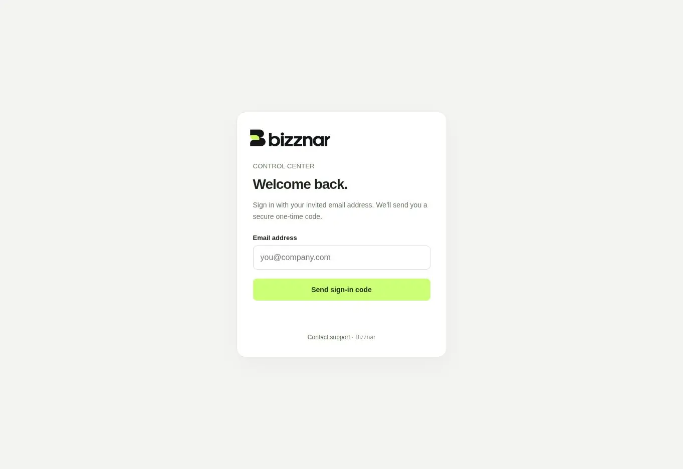 Bizznar Command Center entry