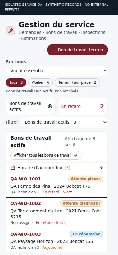 Service desk on phone, in French